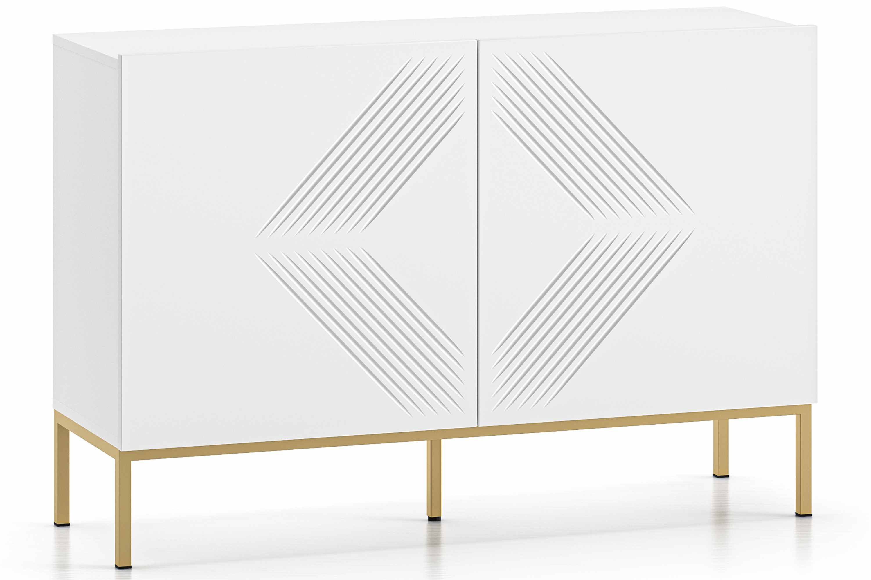 KONSIMO® Kommode NEBRO Türkommode, hergestellt in der EU, Soft-Close-Funktion, hohe Metallfüße, vier Einlegeböden