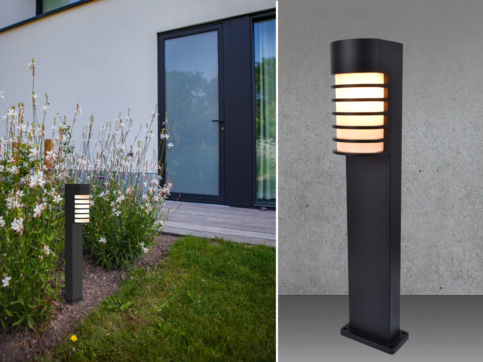 meineWunschleuchte LED Pollerleuchte, LED wechselbar, Warmweiß