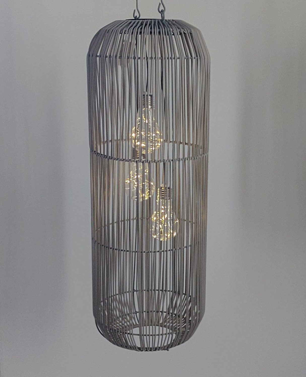 formano LED Tischleuchte Rattan-Optik, LED, Solarbetrieben, Grau, Bänder, H: 60cm