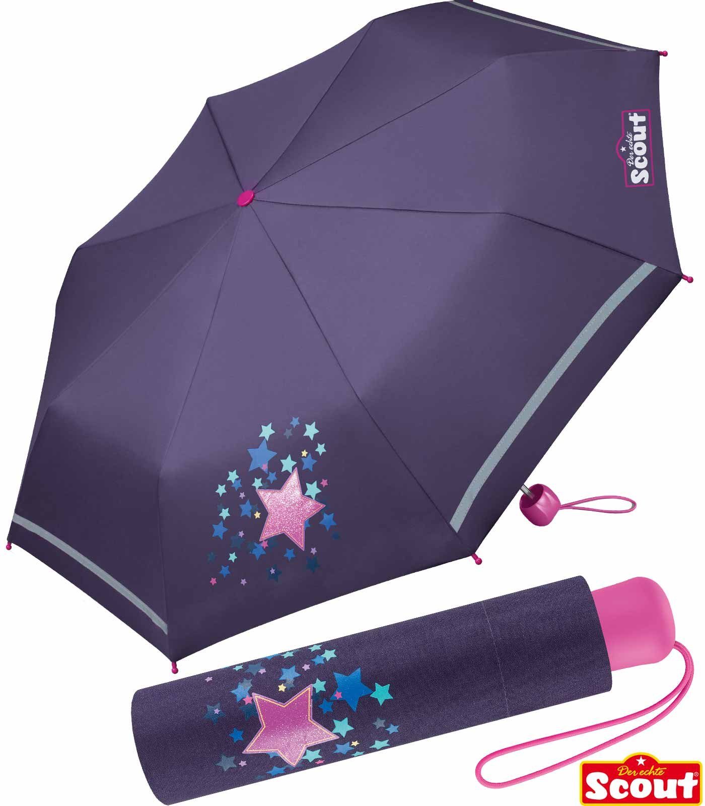 Taschenregenschirm bedruckt, reflektierend Kinderschirm Mini Basic leicht Scout