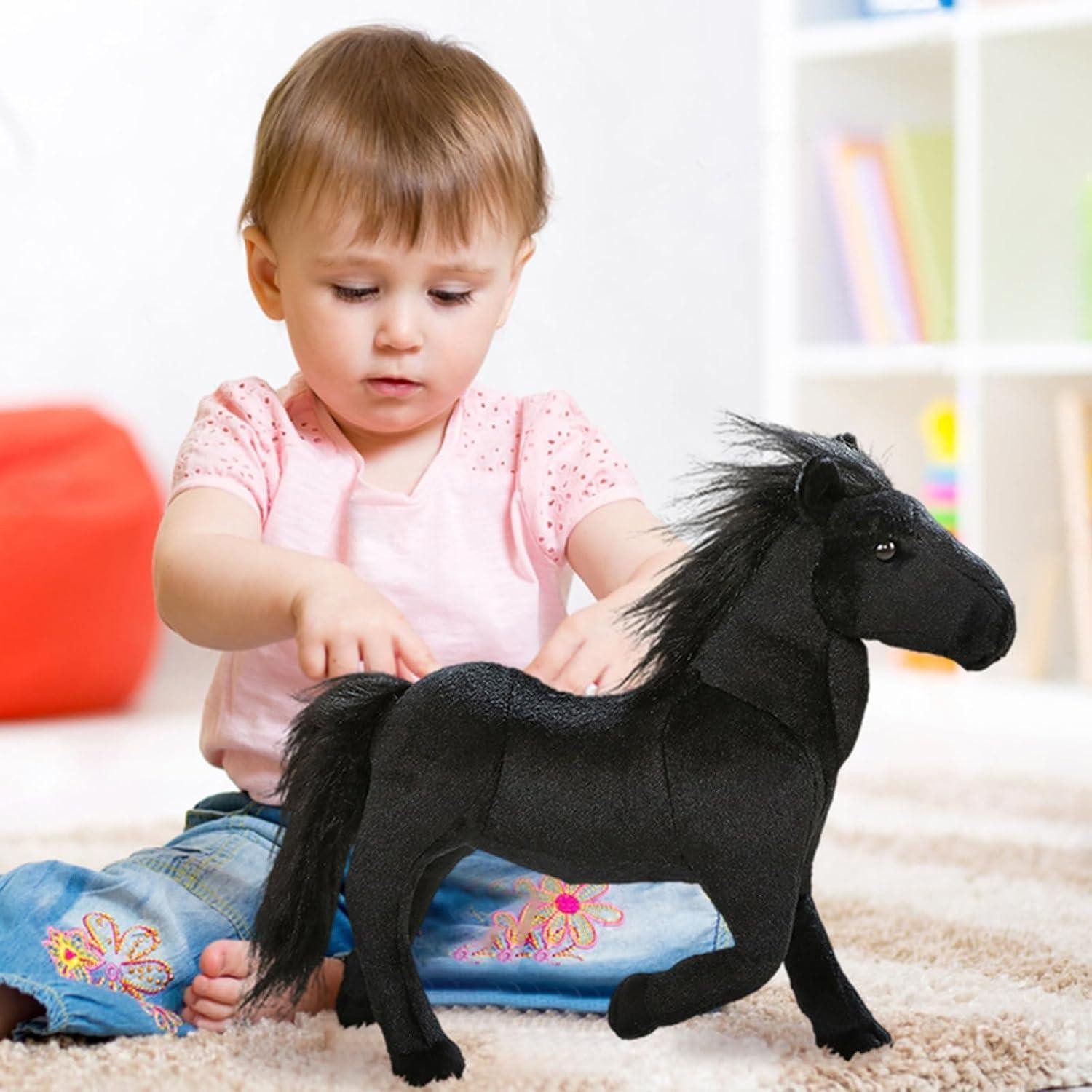 LuxusKollektion Kuscheltier Plüschtier Pferd 32 cm Stehend Stofftier Schwarzes Pferd