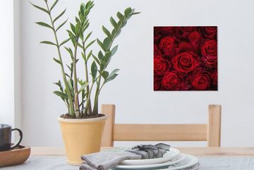 OneMillionCanvasses® Leinwandbild Blumen - Rosen - Rot, (1 St), Leinwand Bilder für Wohnzimmer Schlafzimmer