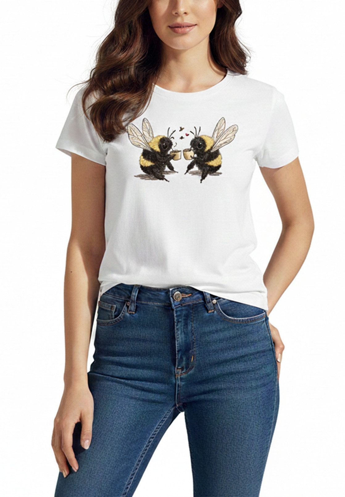 MAKAYA T-Shirt Witziges Kurzarm Top für Frauen - Lustiges Design für Freundinnen (Weiß, S, M, L, XL) Baumwolle