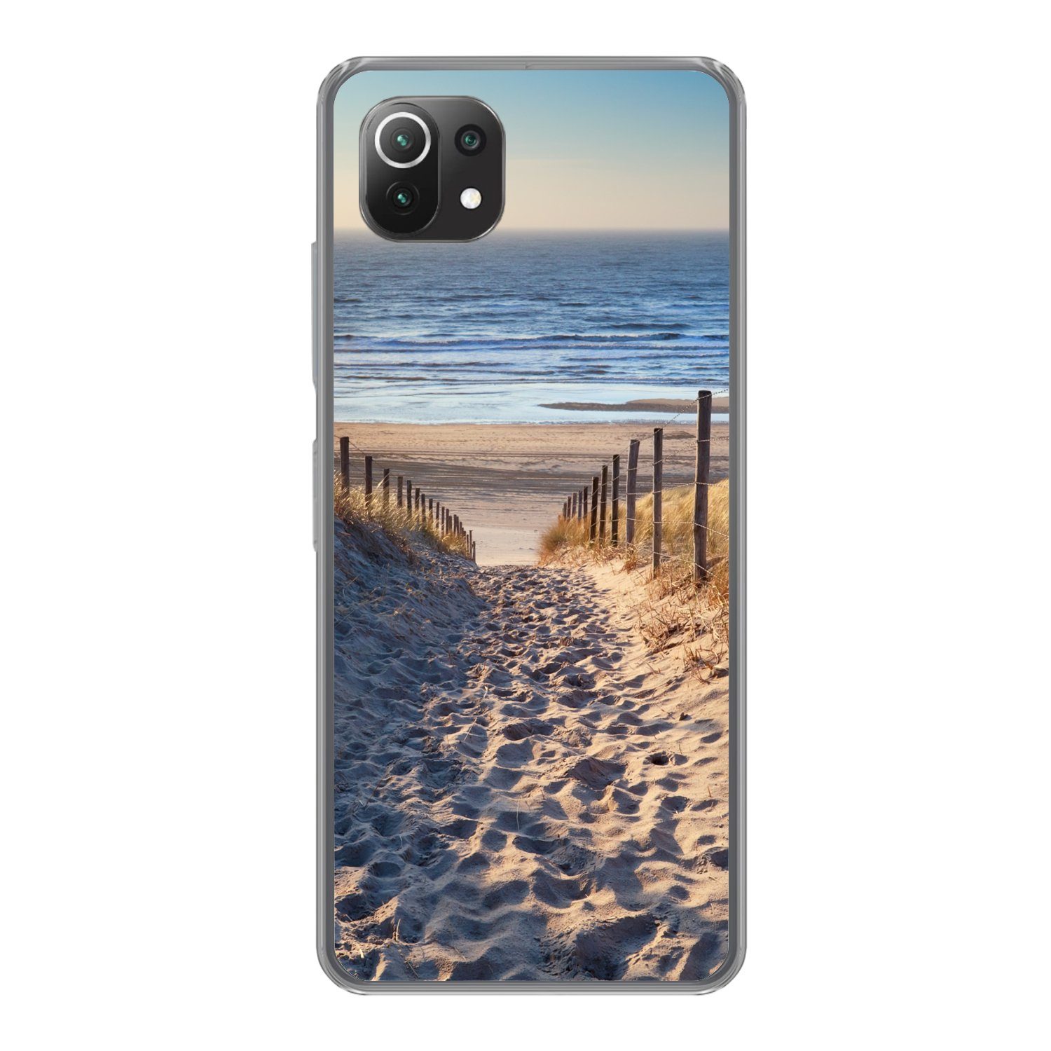 MuchoWow Handyhülle für Xiaomi Mi 11 Lite Strand - Meer - Niederlande - Dünen - Sonne, Phone Case, Silikon, Schutzhülle Dünn