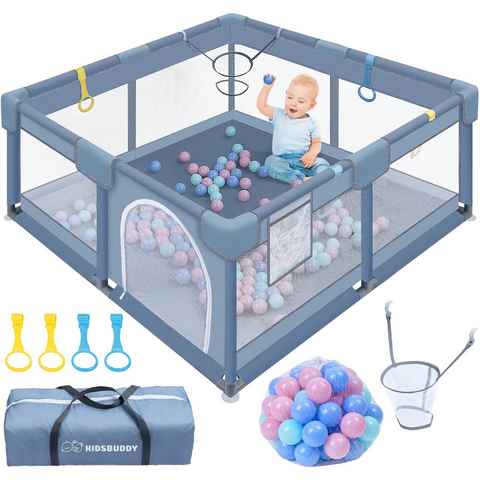 AUFUN Laufstall Baby mit Atmungsaktivem Netz&ReiBverschluss fur Kinder Playpen Set (130x130x66cm/150x180x66cm), Absperrgitter mit Kugel