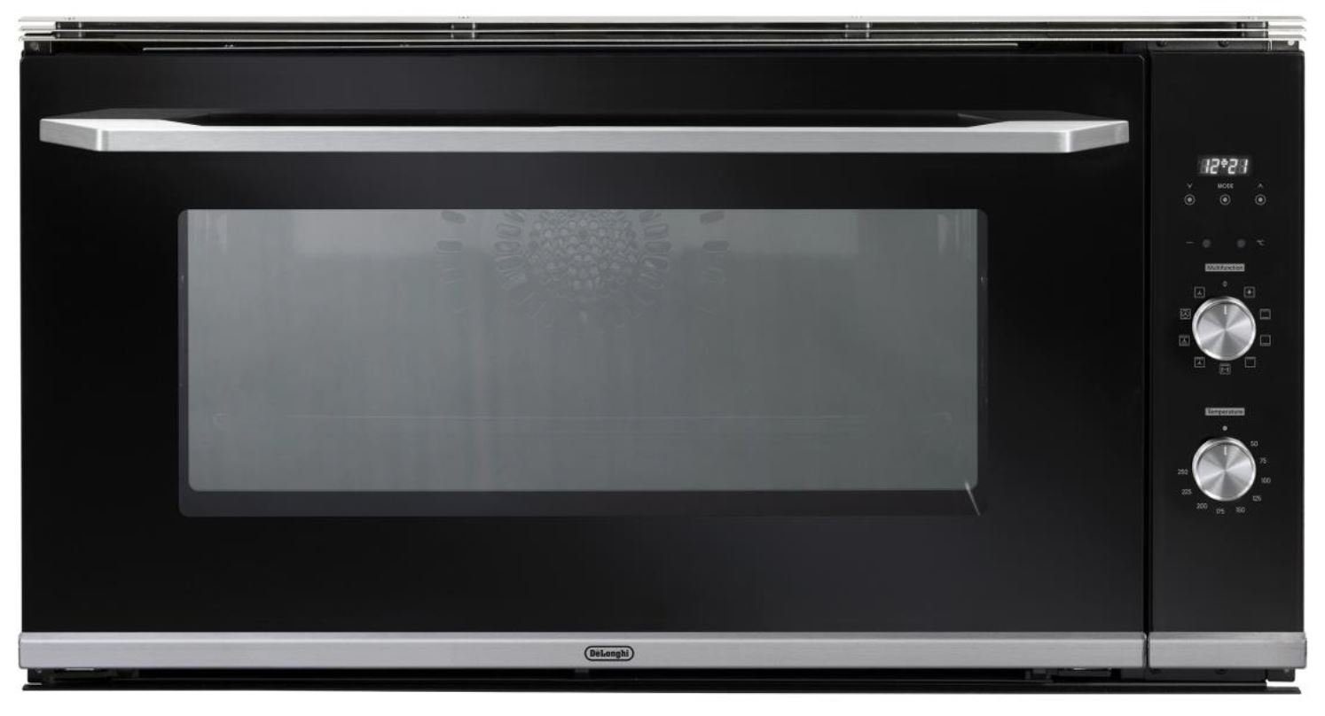 De'Longhi Einbaubackofen Multifunktion-Einbaubackofen 90 cm breit, schwarz, mit 1-fach-Teleskopauszug, Leichtreinigungsemaille, elektrischer Drehspieß, automatisches Start/End Programm