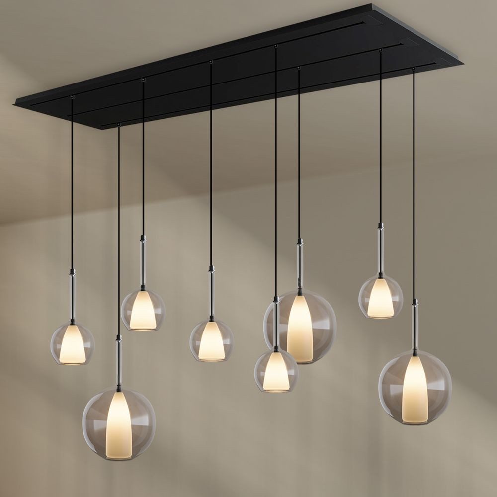 s.luce Pendelleuchte Belluna Esstisch Pendelleuchte 8-fl. 200cm Baldachin Klar