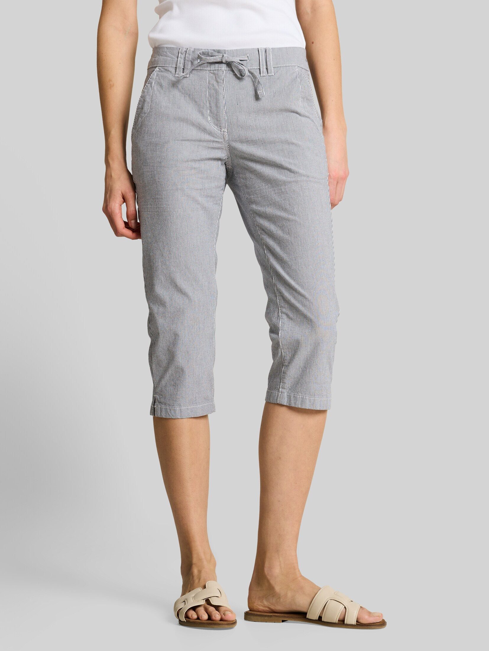 Tom Tailor 3/4-Hose Hosen & Chino Tapered Relaxed Capri Hose mit Kordelzug