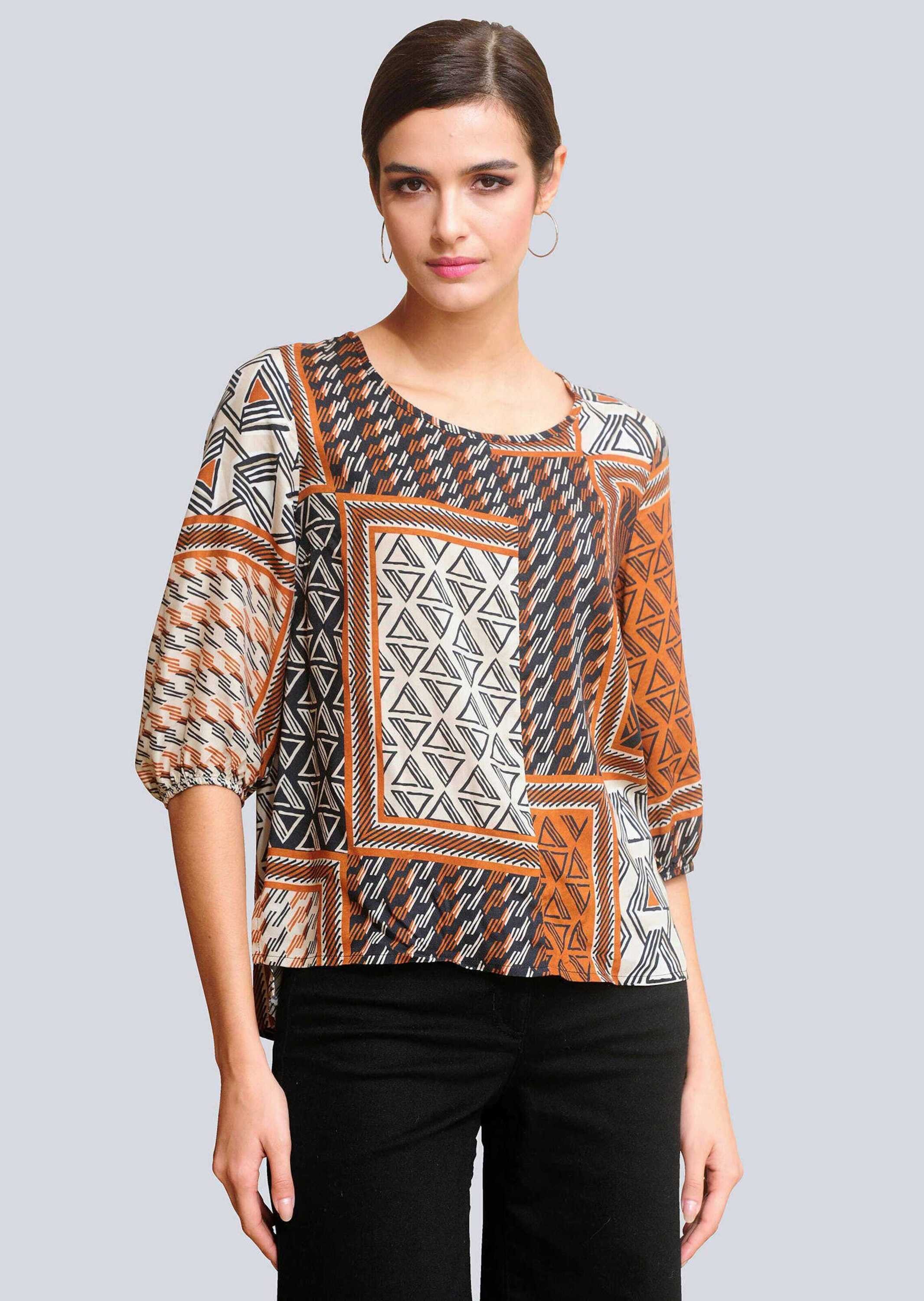 Hemdbluse Bluse in mordener Patchoptik