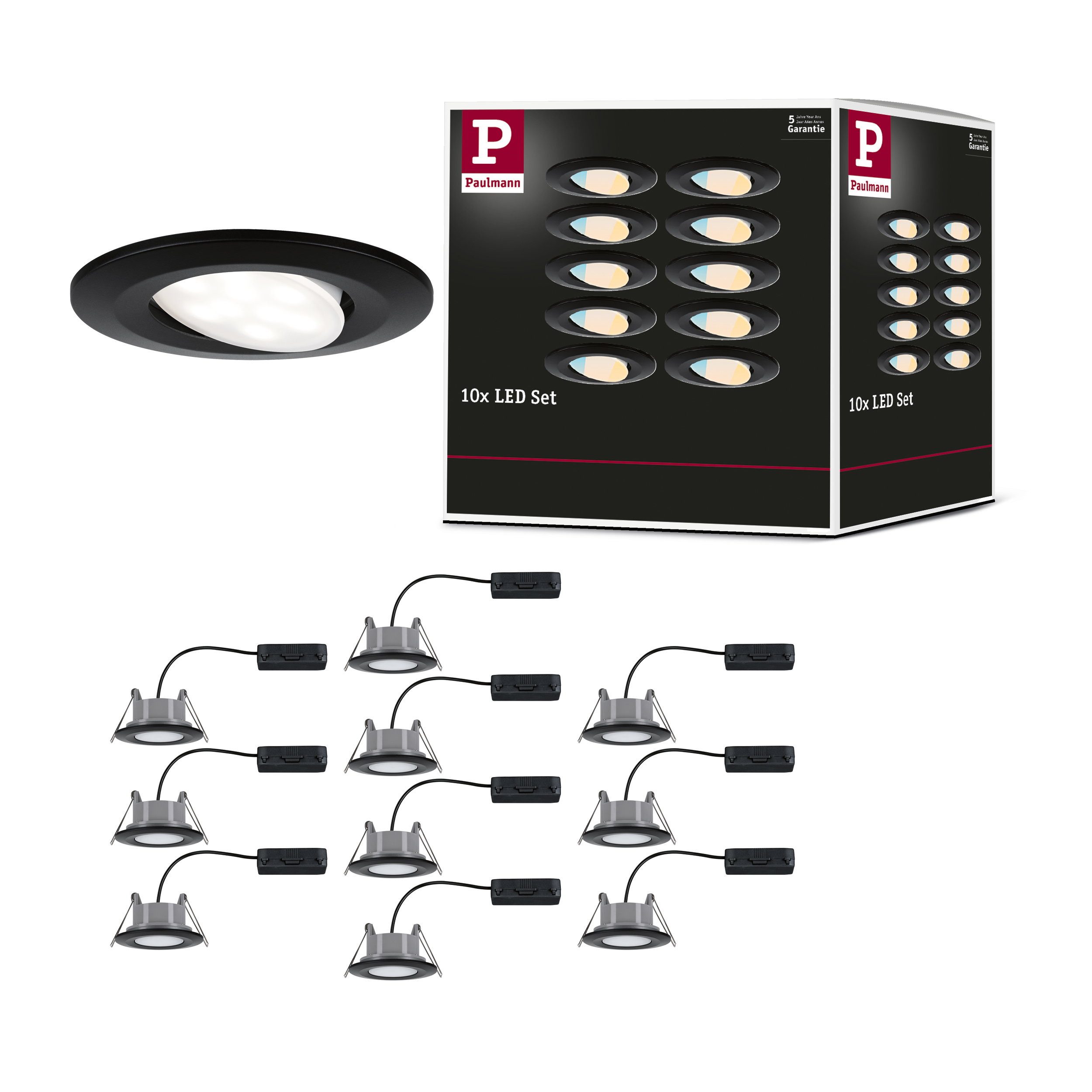 Paulmann LED Wandleuchte LED Einbauleuchte Calla 10er-Set IP65 rund 90 mm 30° 10x5W 10x430lm 23
