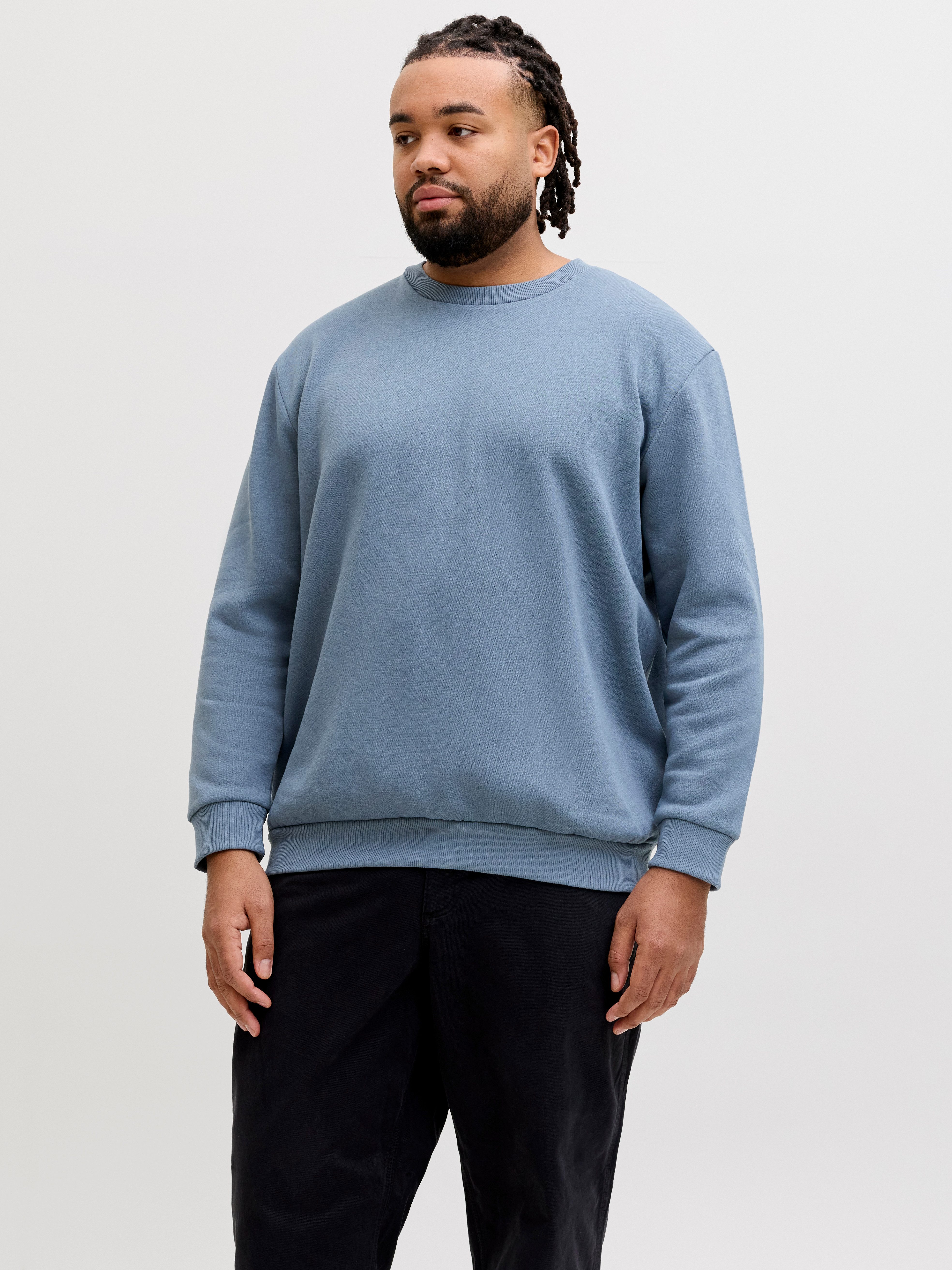 Jack & Jones PlusSize Sweatshirt JJEBRADLEY SWEAT CREW NOOS PLS mit Rippbündchen