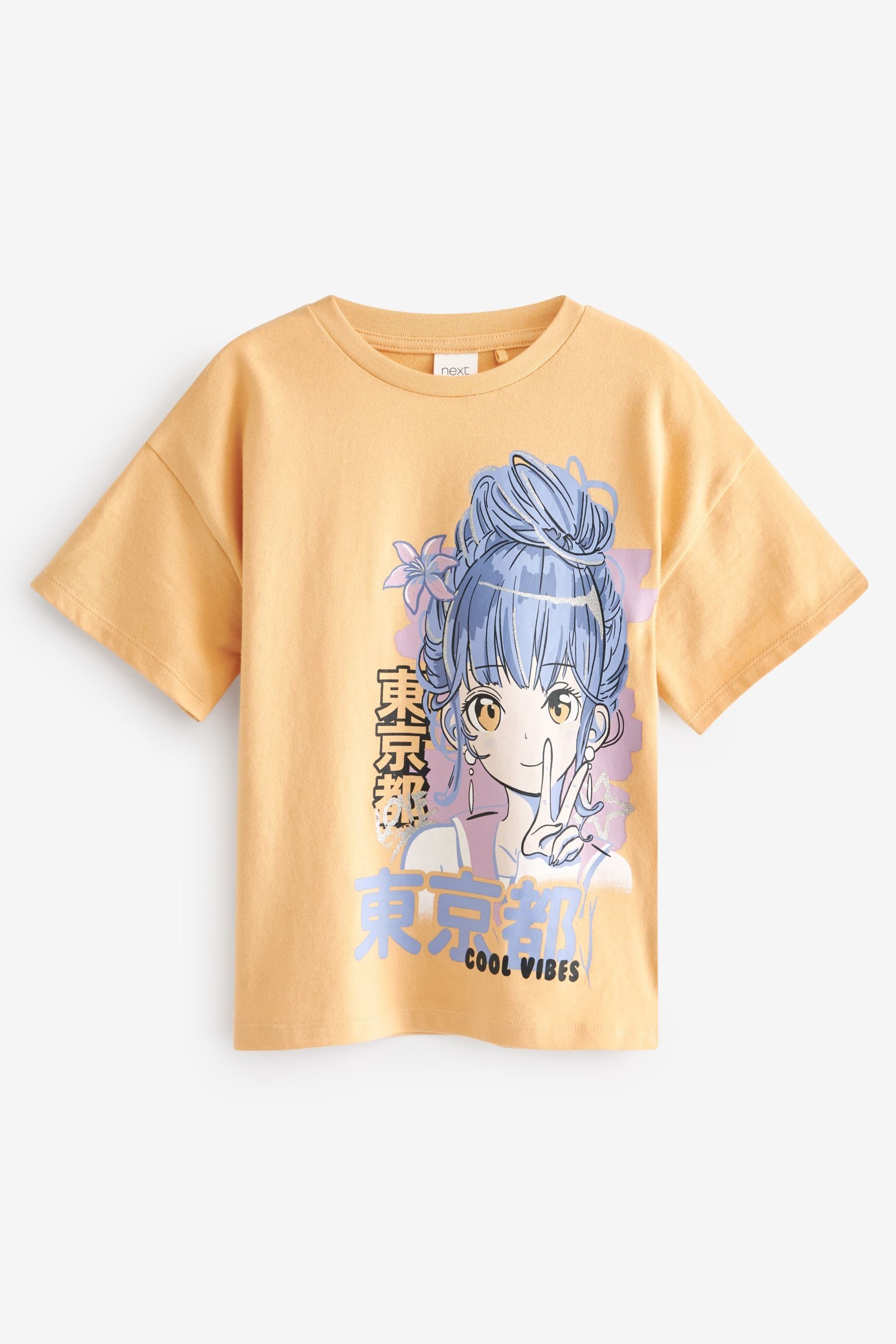Next T-Shirt Glitzer-T-Shirt für Mädchen Anime (1-tlg)