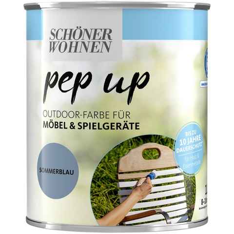 SCHÖNER WOHNEN FARBE Lack pep up Outdoor, 1 Liter, sommerblau, für Möbel und Spielgeräte