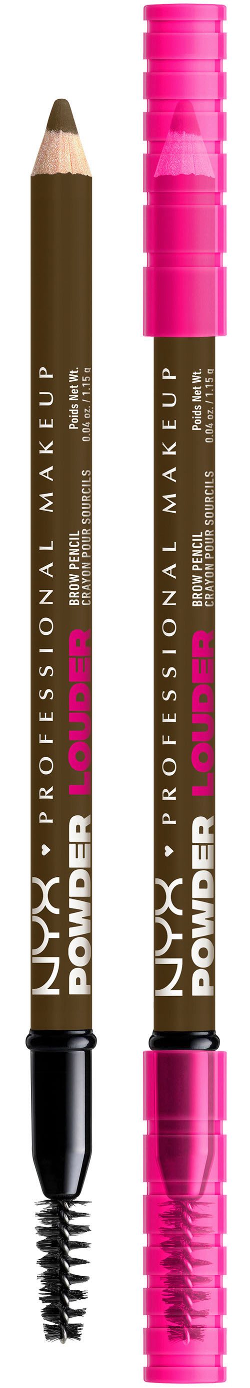 NYX PROFESSIONAL MAKEUP Augenbrauenpflege POWDER LOUDER BROW PENCIL, verleiht sowohl verdichtete als auch voller aussehende Augenbrauen