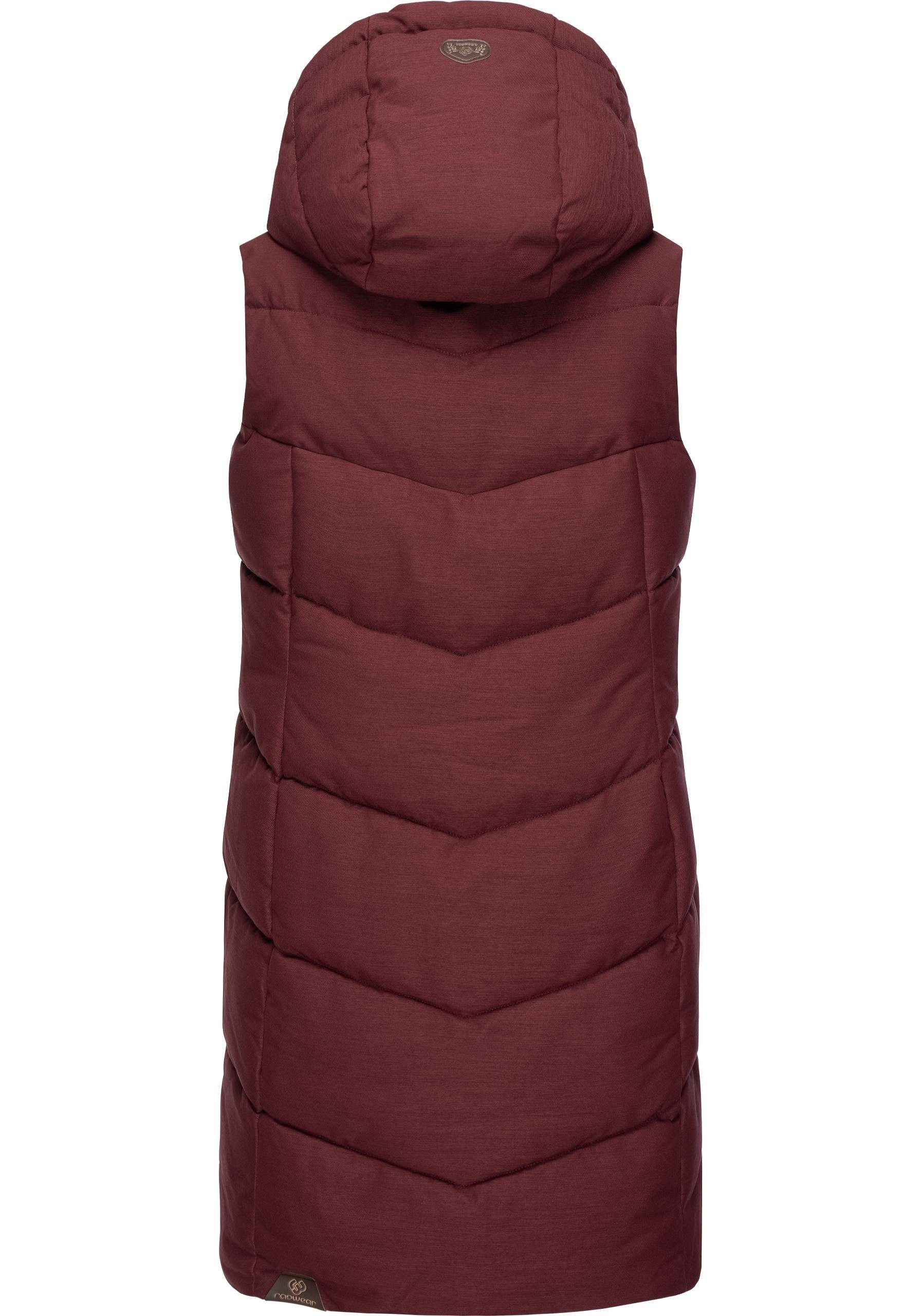 Ragwear Steppweste Pavla Vest stylische Winterweste mit Teddyfutter und Kapuze
