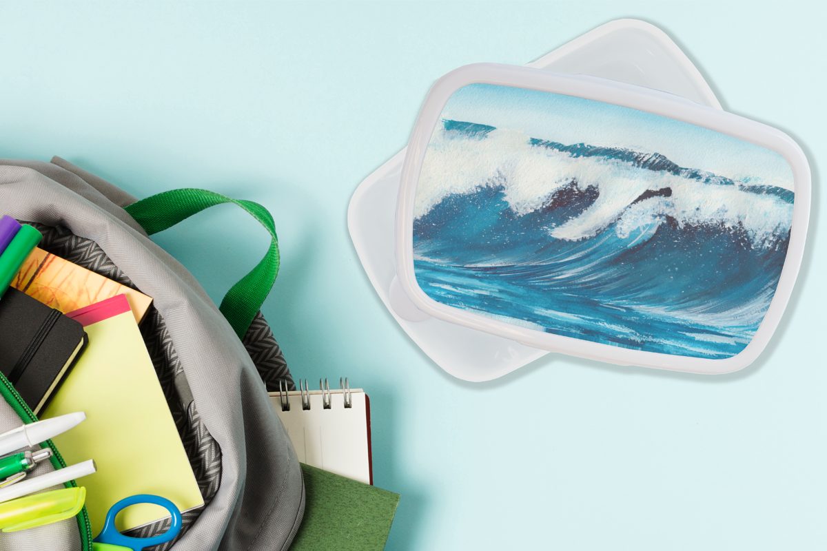Aquarell, Meer Brotbox (2-tlg), Lunchbox Golf und - Erwachsene, für Mädchen Kinder und - Brotdose, MuchoWow für Kunststoff, weiß Jungs