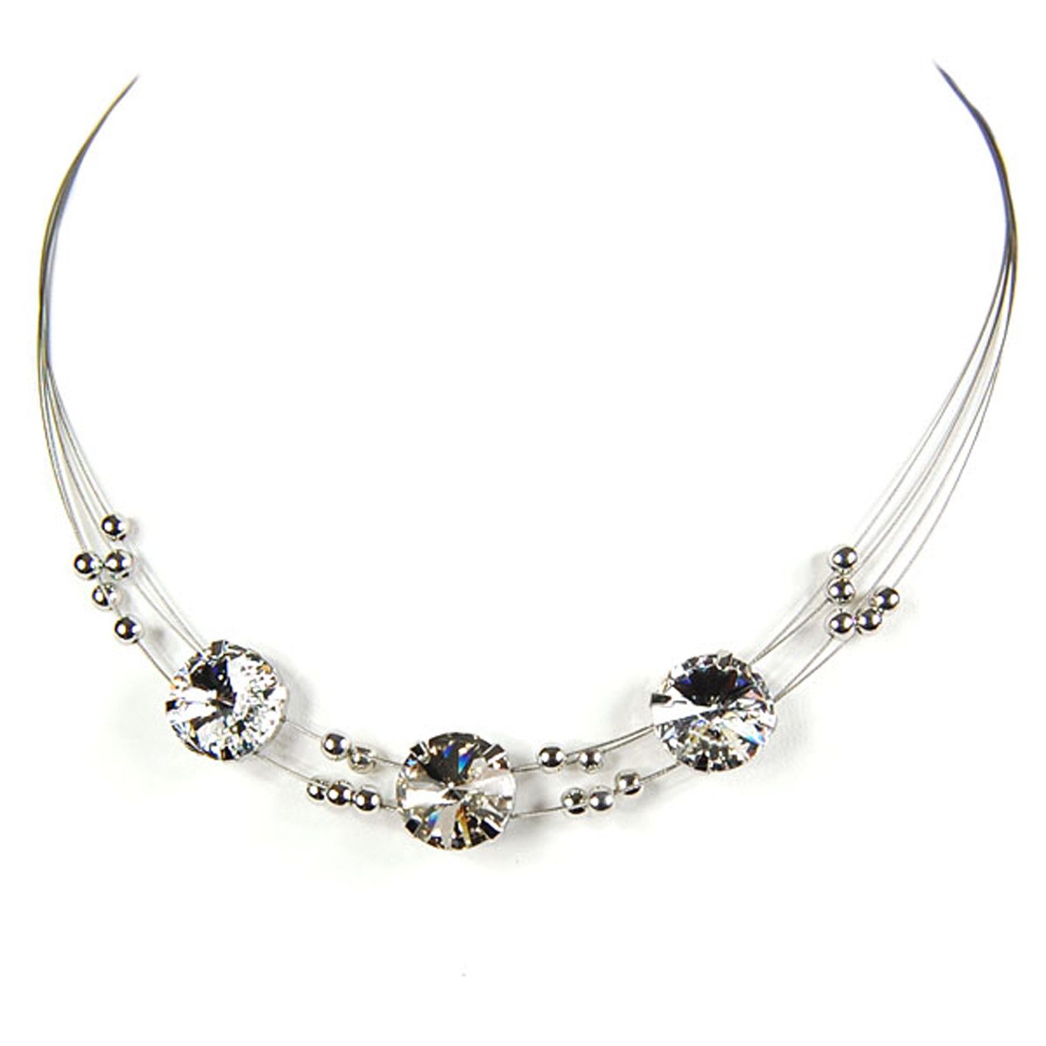 Le Bijou Edelstahlkette Glimmer Jewels, Collier mit Markenkristallen Rivoli-Kristalle 14 mm