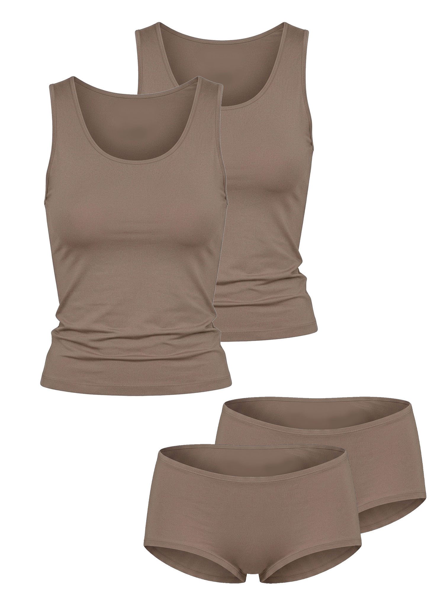Nina Von C. Set: Unterhemd 4er Pack Achseltop & Panty Skin Love (Packung, 4-tlg) Seide küsst Modal, weich, zart - wie ein sanfter Hauch auf der Haut