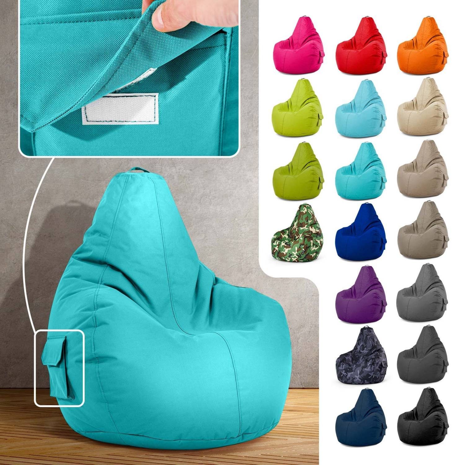 Green Bean Sitzsack Cozy (Sitzsack mit Rückenlehne 80x70x90cm - Gaming Chai günstig online kaufen