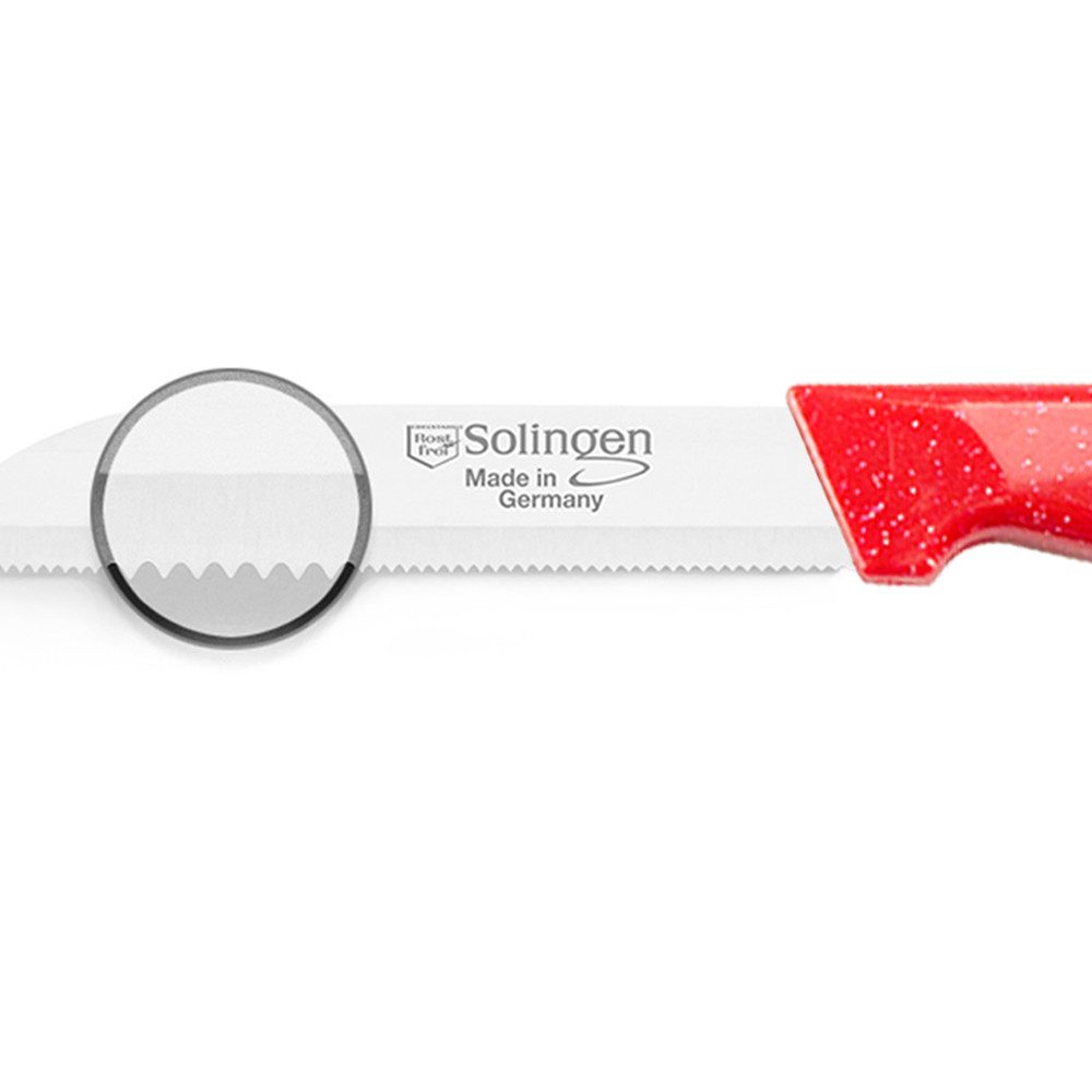 Visaggio Obstmesser Solingen Allzweckmesser Schälmesser Gemüsemesser Küchenmesser, Wellenschliff Solingen Messer, Flitter Optik, Edelstahl (rostfrei)