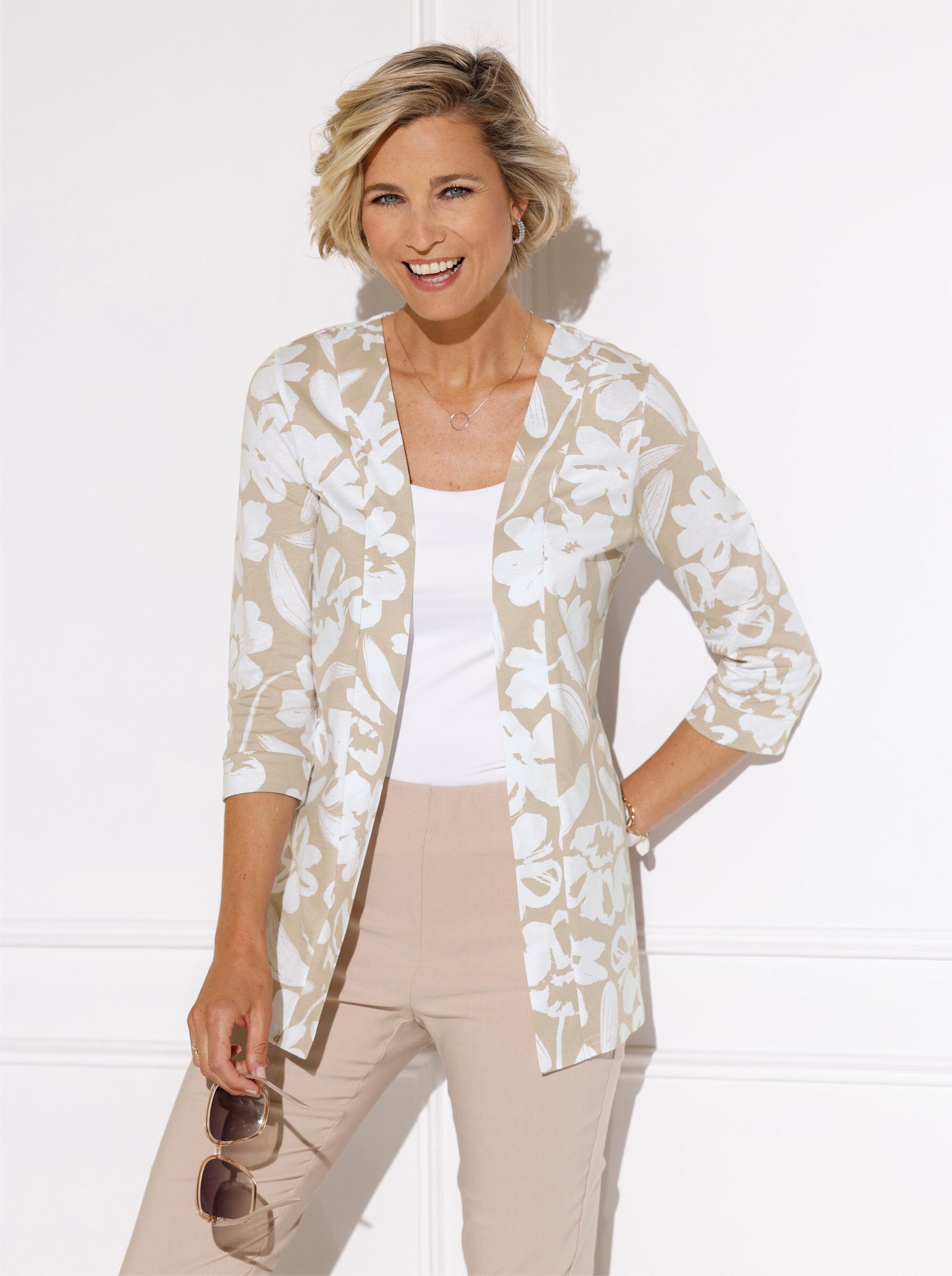 Sieh an! Shirtjacke Long-Shirtjacke 3/4-Arm