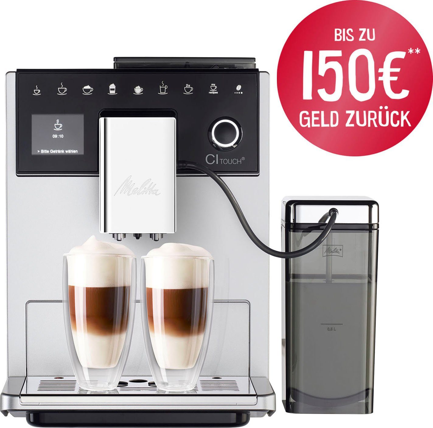 Melitta Kaffeevollautomat CI Touch® F630-101, silber, Bedienoberfläche mit Touch & Slide Funktion Flüsterleises Mahlwerk