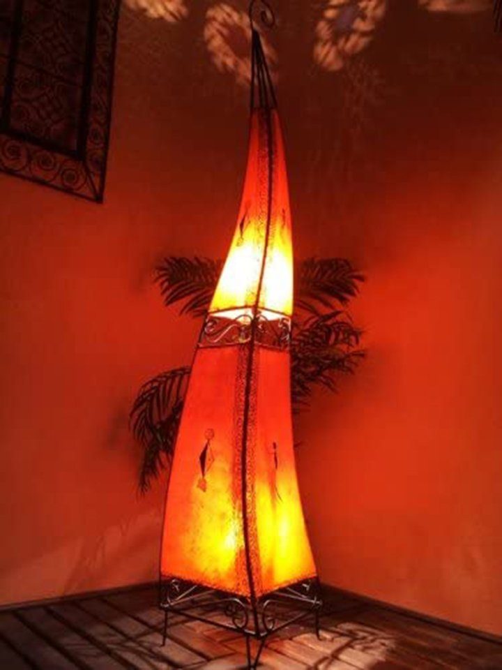 Marrakesch Orient & Mediterran Interior Stehlampe »Hennalampe Marrakesch  Orange 150cm, Marokkanische Leder Vintage Stehlampe Leuchte, Orient Lampen  für innen als Stehlicht im Wohnzimmer, Flur für eine Orientalische  Dekoration«
