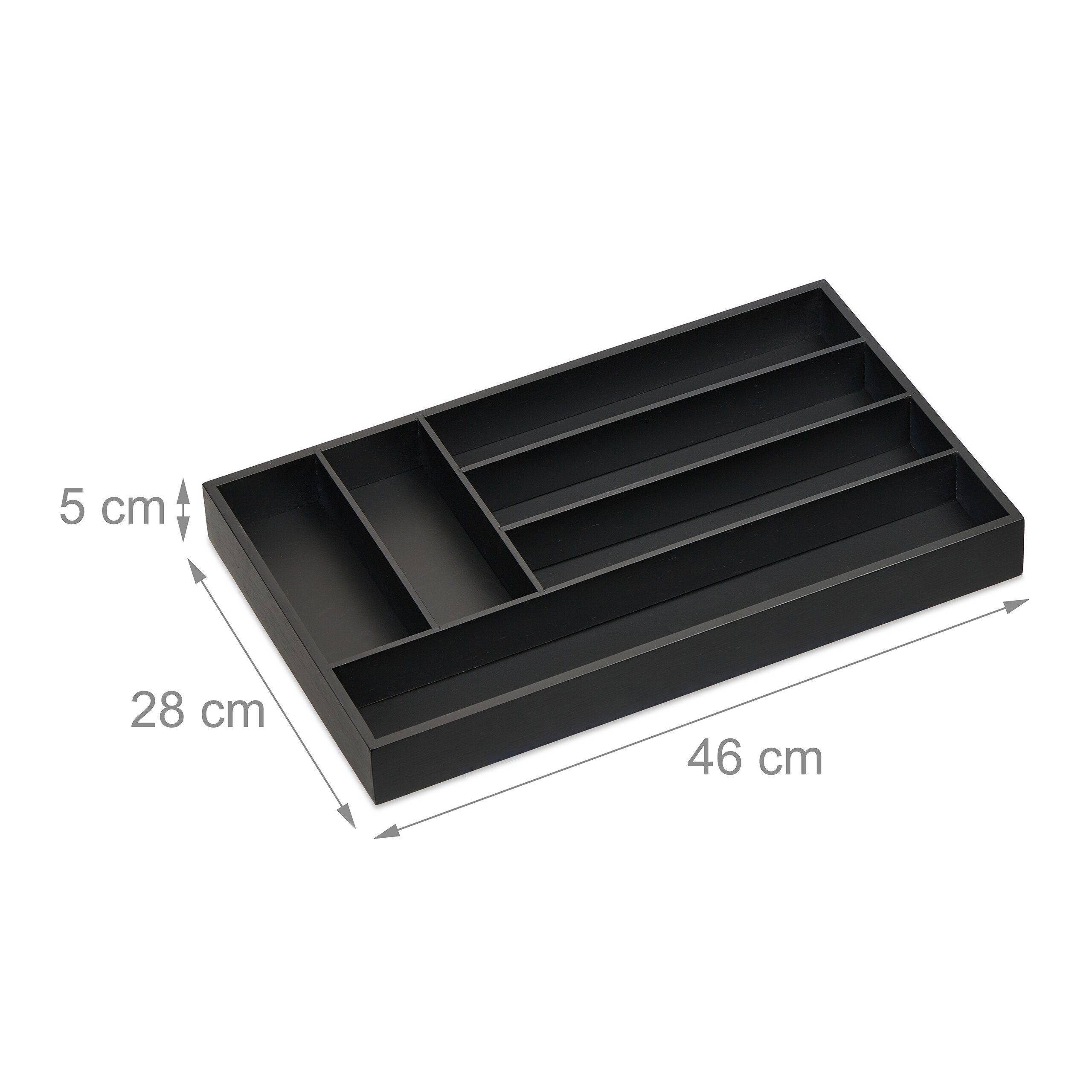 relaxdays Besteckkasten Schwarzer Besteckkasten 6 Fächer günstig online kaufen