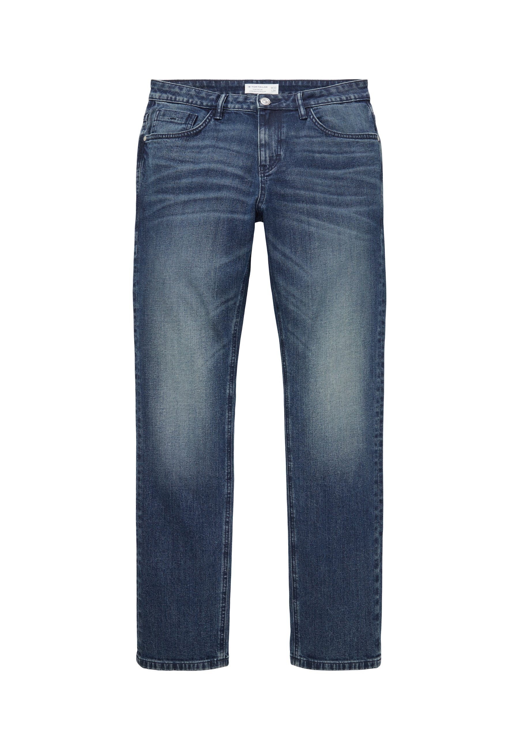 TOM TAILOR 5-Pocket-Jeans Jeans Josh Five-Pocket-Style lange Hose Slim Fit (1-tlg) dunkelblau