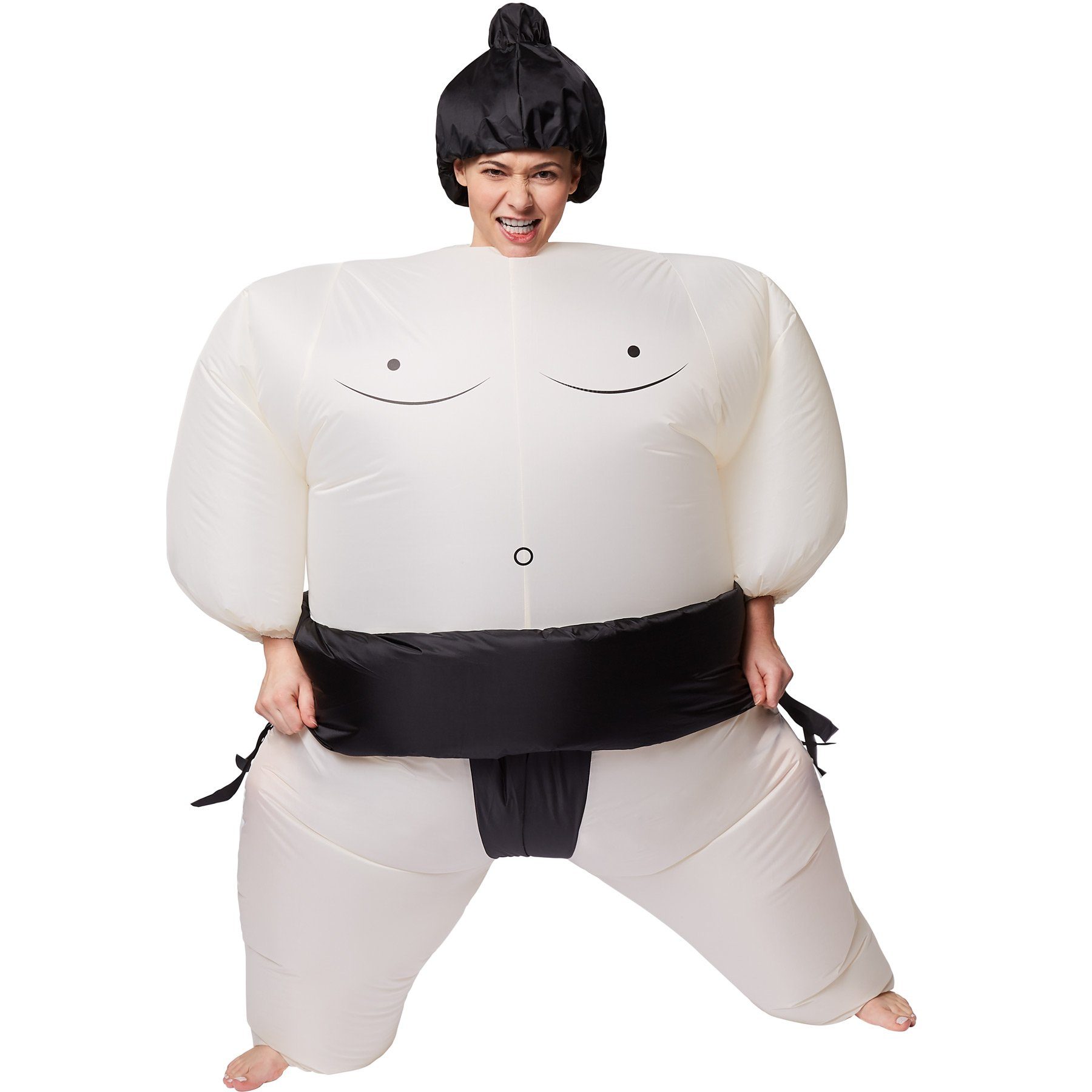 dressforfun Kostüm Wrestler/Aufblasanzug, Inkl. Kopfbedeckung, Jungesellenabschied, in schwarz/weiß, Gr. Einheitsgröße, Uneingeschränkte Bewegungsfreiheit