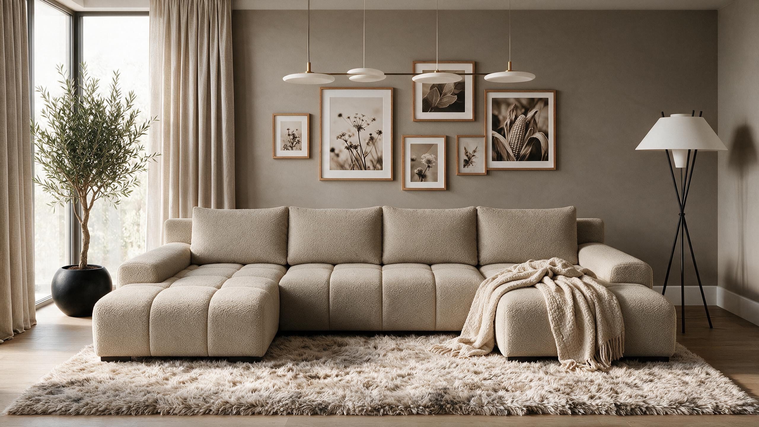 storez24 Ecksofa Ovia U, mit Bettkasten und Schlaffunktion, U-Form, bequem