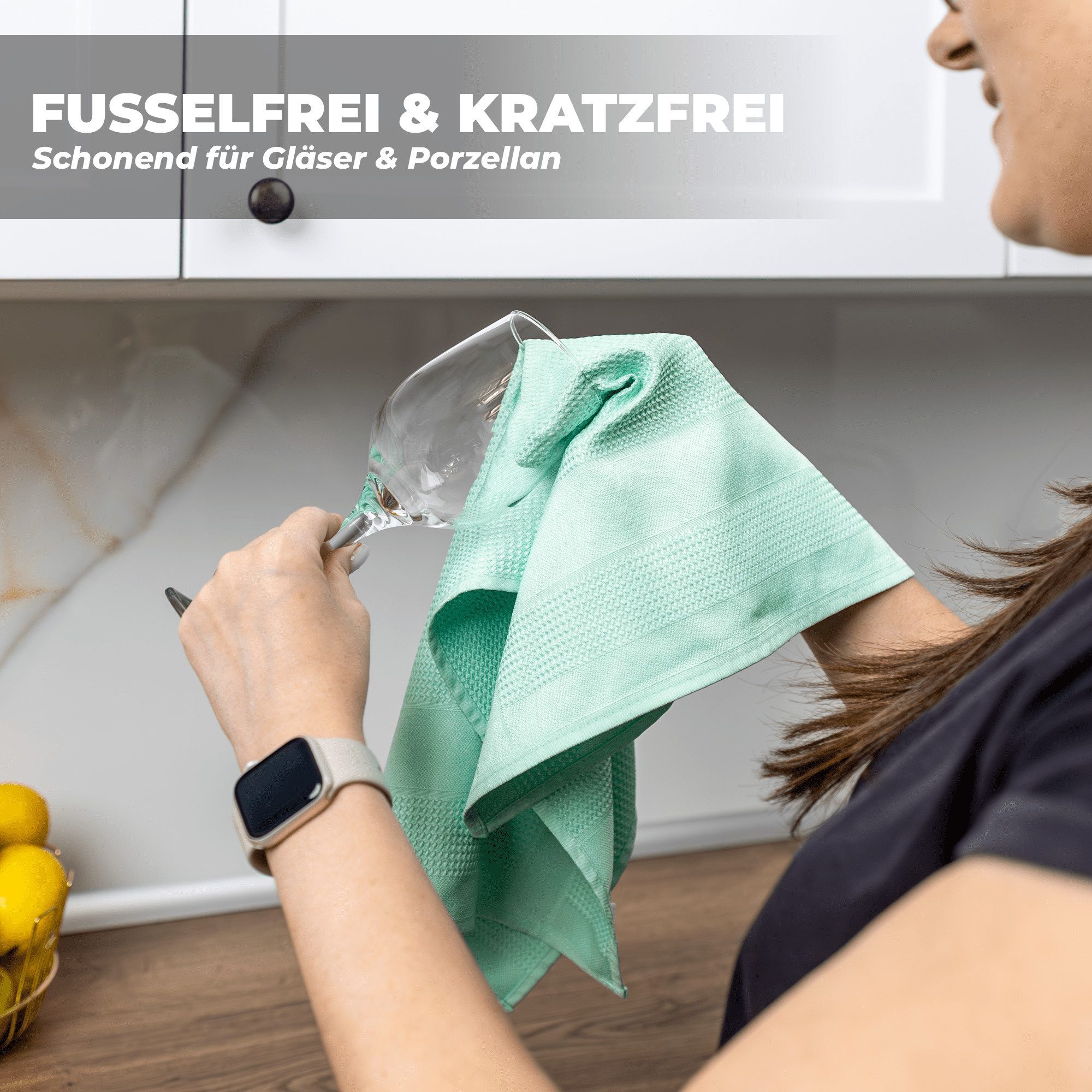Lascano Geschirrtücher Mikrofaser - Elegance Edition Mikrofasertuch (Elegance Edition, 4-tlg., 4er Set, Streifenfreie Allzweck Mikrofasertücher)