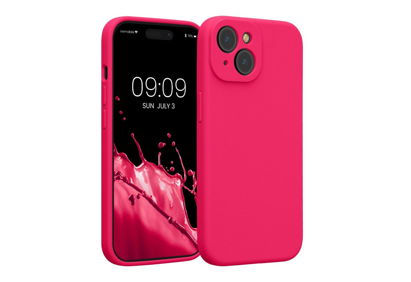 kwmobile Handyhülle Handyhülle für Apple iPhone 15 Hülle, Hülle Silikon gummiert - Handyhülle - Handy Case in Neon Pink