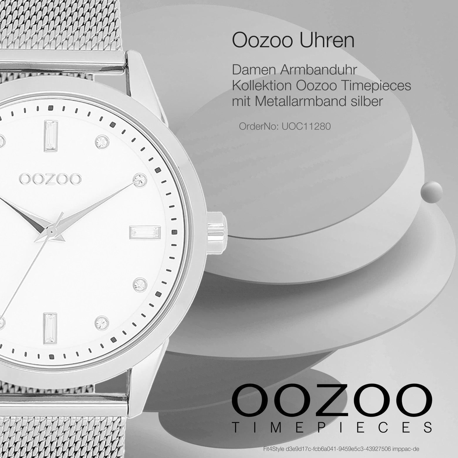 Damenuhr OOZOO (ca. 40mm) rund, Oozoo Quarzuhr Timepieces Metallarmband, Fashion-Style Armbanduhr groß Analog, Damen