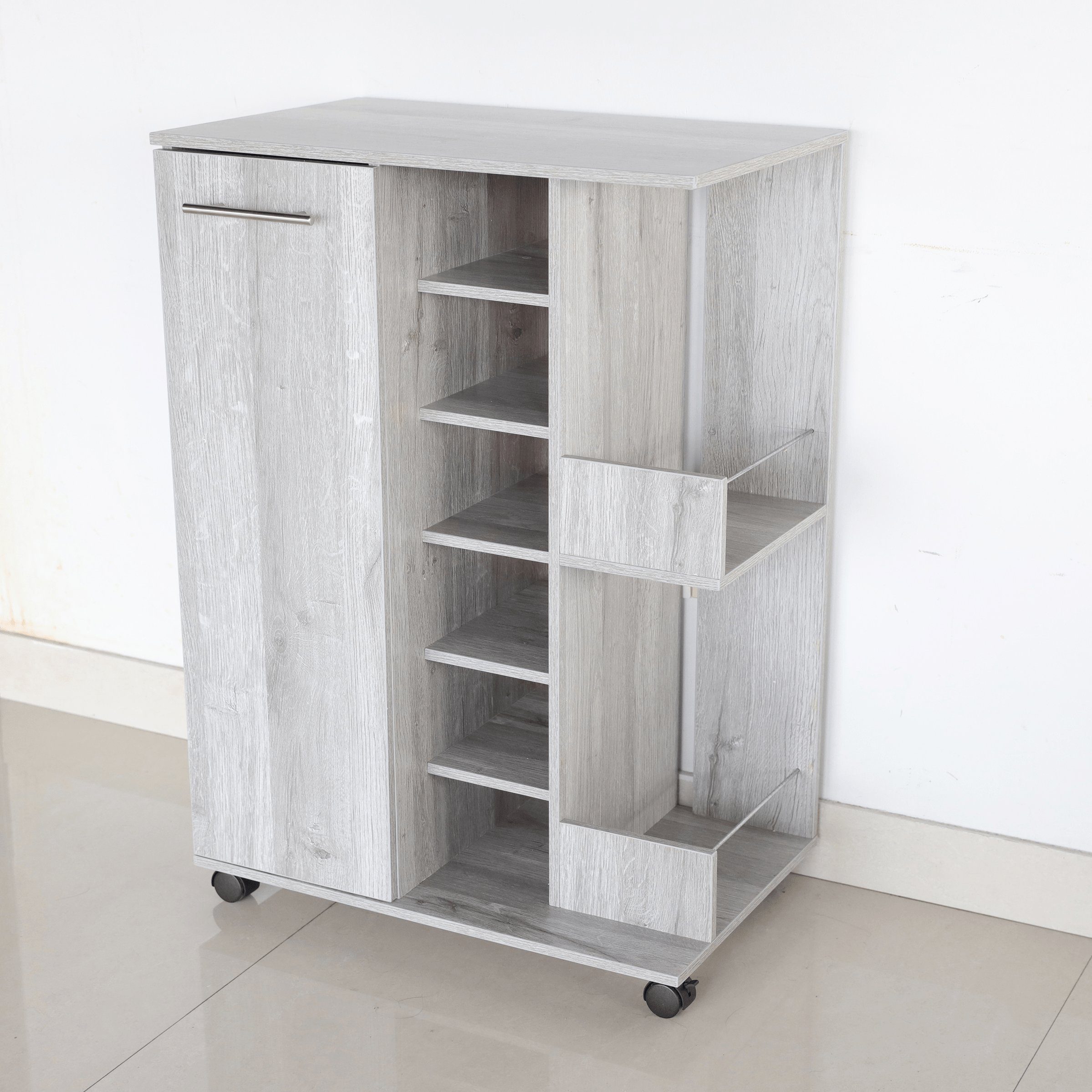 Better Home Küchenwagen Flaschenregal Weinschrank Weinregal grau 37x60x82 c günstig online kaufen