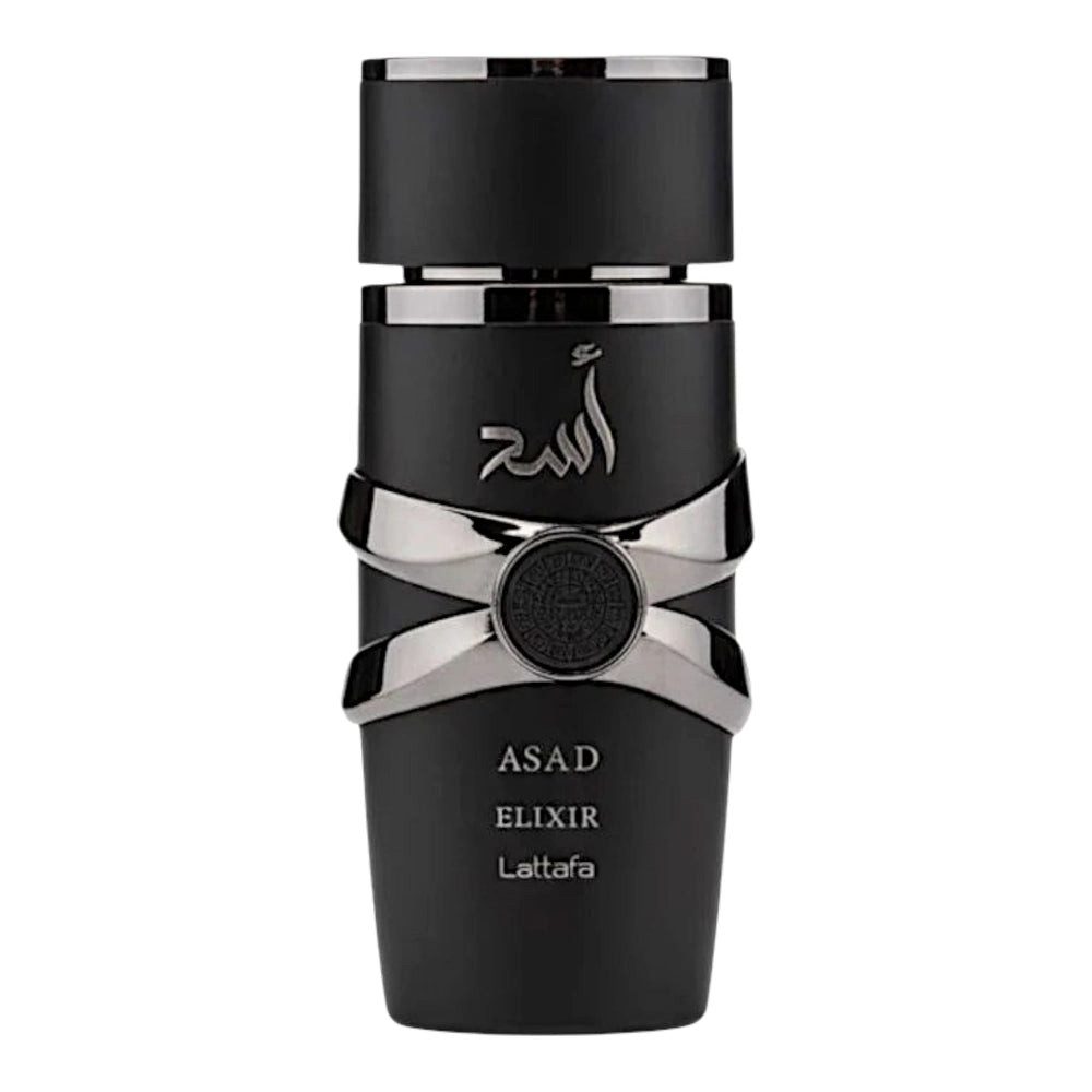 Lattafa Duft-Set Asad Elixir Eau de Parfum 100 ml + Parfümzerstäuber (leer) Set