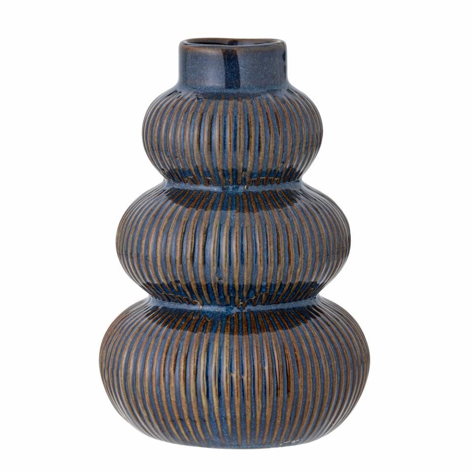 Dekovase Bloomingville Vase Myrtle D14x20cm Blau Steingut handgefertigt Unikat