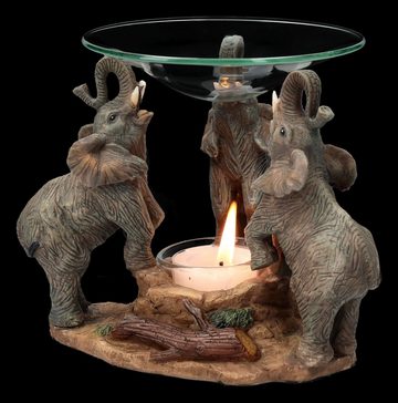 Figuren Shop GmbH Duftlampe Duftlampe - Drei Elefanten - Deko Kerzenhalter Raumduft Tierfigur