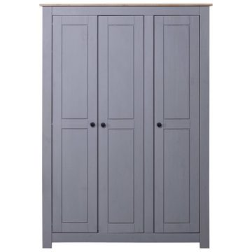 möbelando Kleiderschrank 298754 aus Kiefer-Massivholz in Grau und Naturholzfarbe (Oberfläche) mit 3 Türen. Abmessungen (BxHxT) 118x172x50 cm