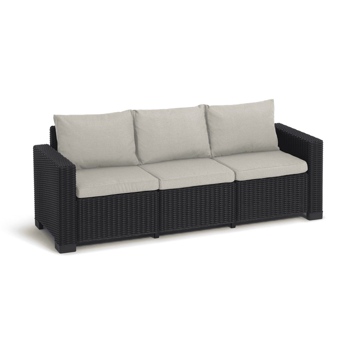 Allibert Loungesofa California Gartensofa anthrazit mit Kissen Sand-Rattanoptik