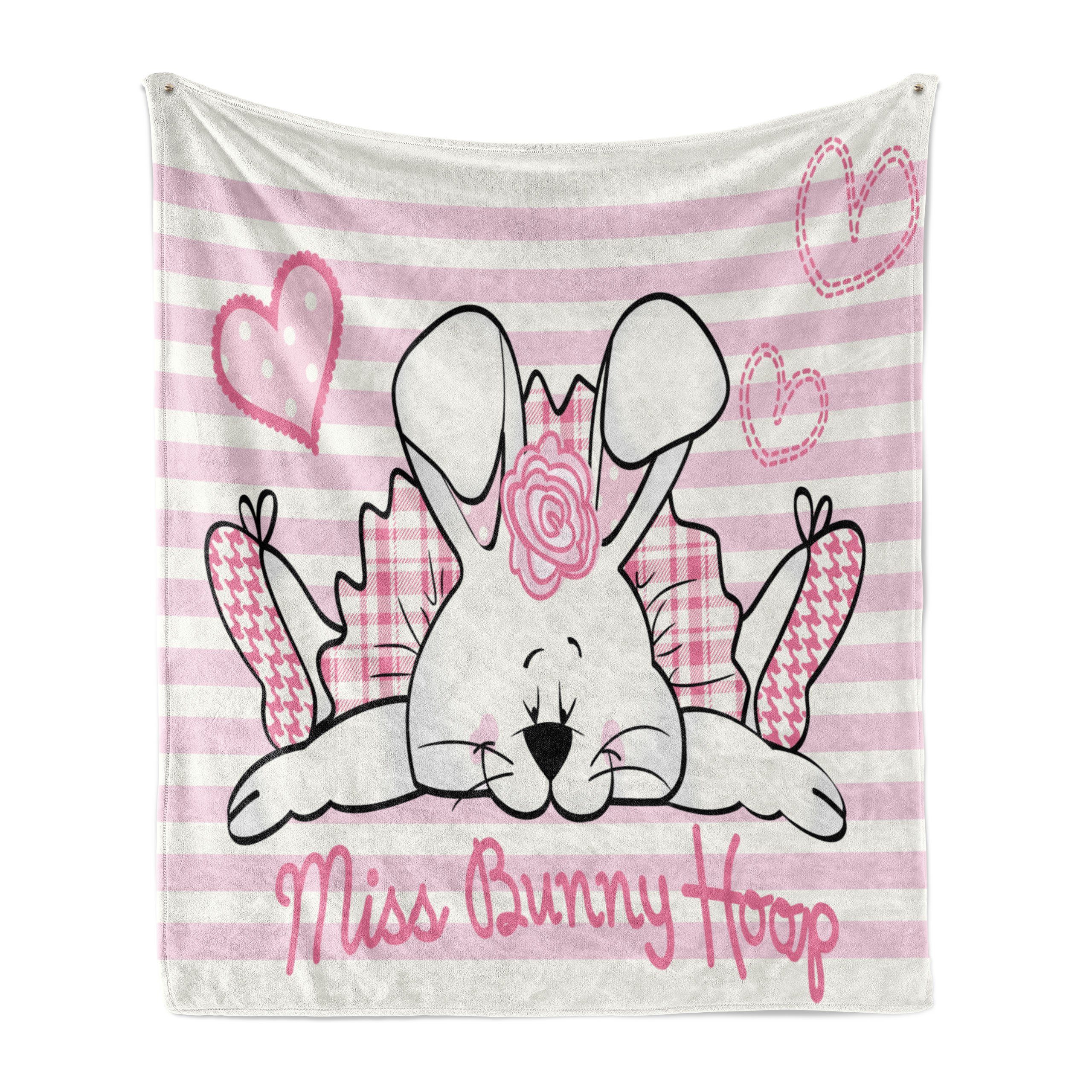 Wohndecke Gemütlicher Plüsch für den Innen- und Außenbereich, Abakuhaus, Retro Fräulein Bunny Hoop Liebe