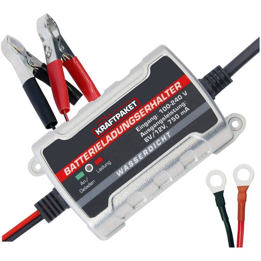 Dino KRAFTPAKET Vollautomatisches Batterie-Erhaltungsladegerät Autobatterie-Ladegerät (Ladeüberwachung, Ladungserhaltung)