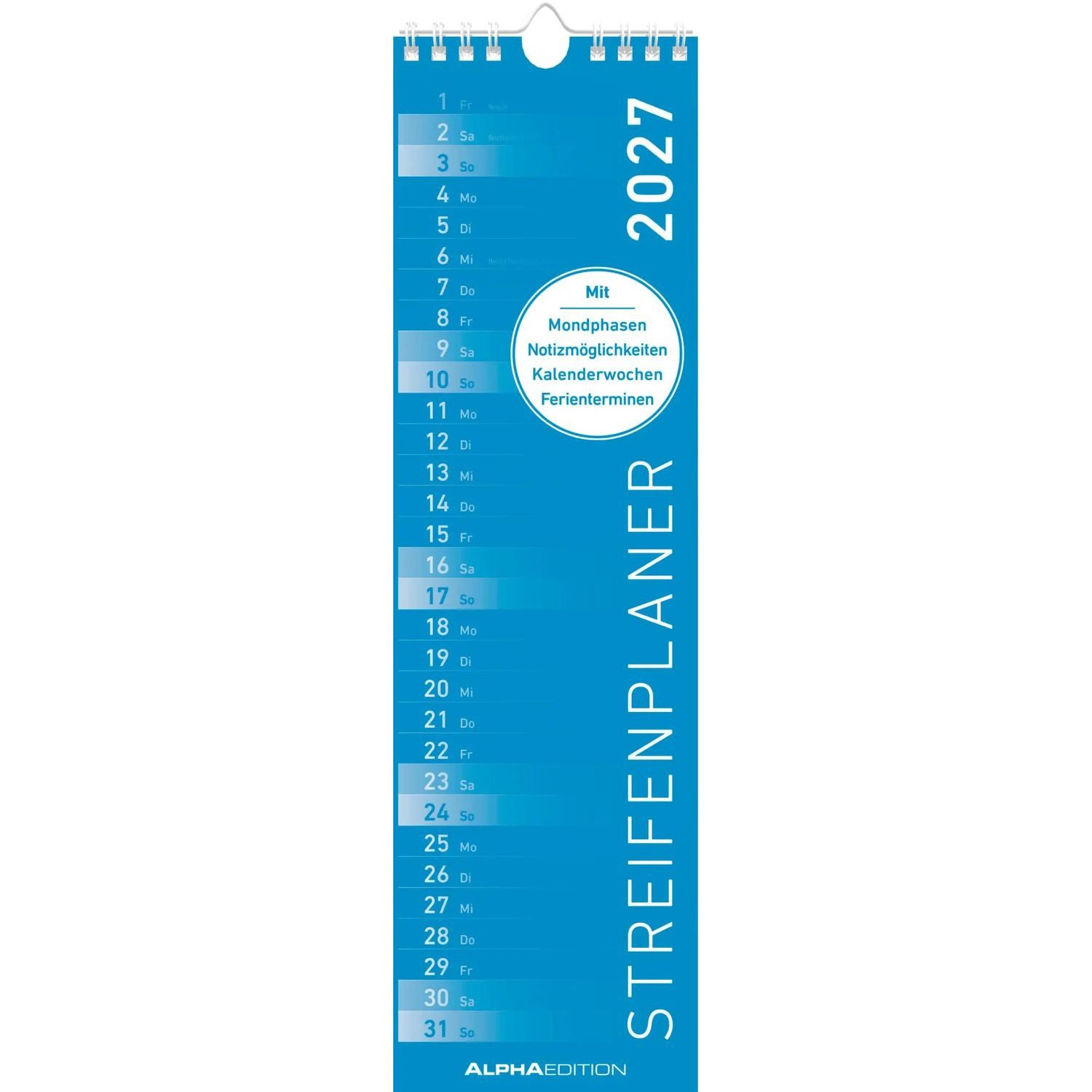 NEUMANN Wandkalender Streifenplaner Mini BLAU 2027