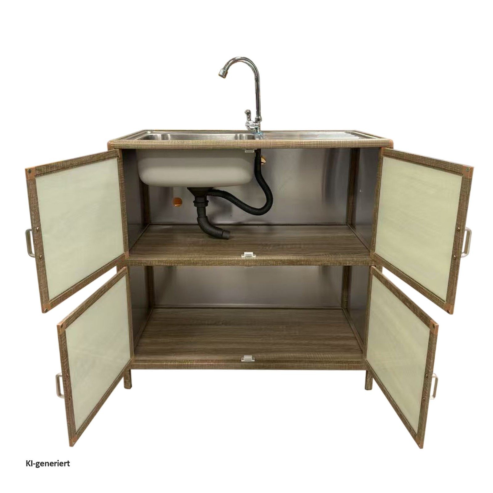 HTI-Living Outdoor-Küchenmodul Spüle L Gerti Sonoma (Stück, 1 Outdoorspüle) Gartenspüle Campingspüle Messespüle