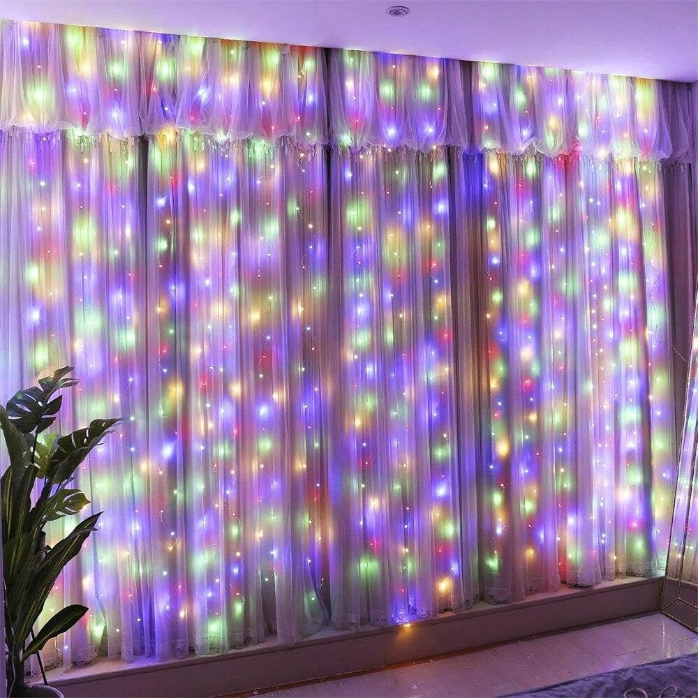FOUORTUNATE-BEE LED-Lichtervorhang 300 LED USB Lichtervorhang günstig online kaufen