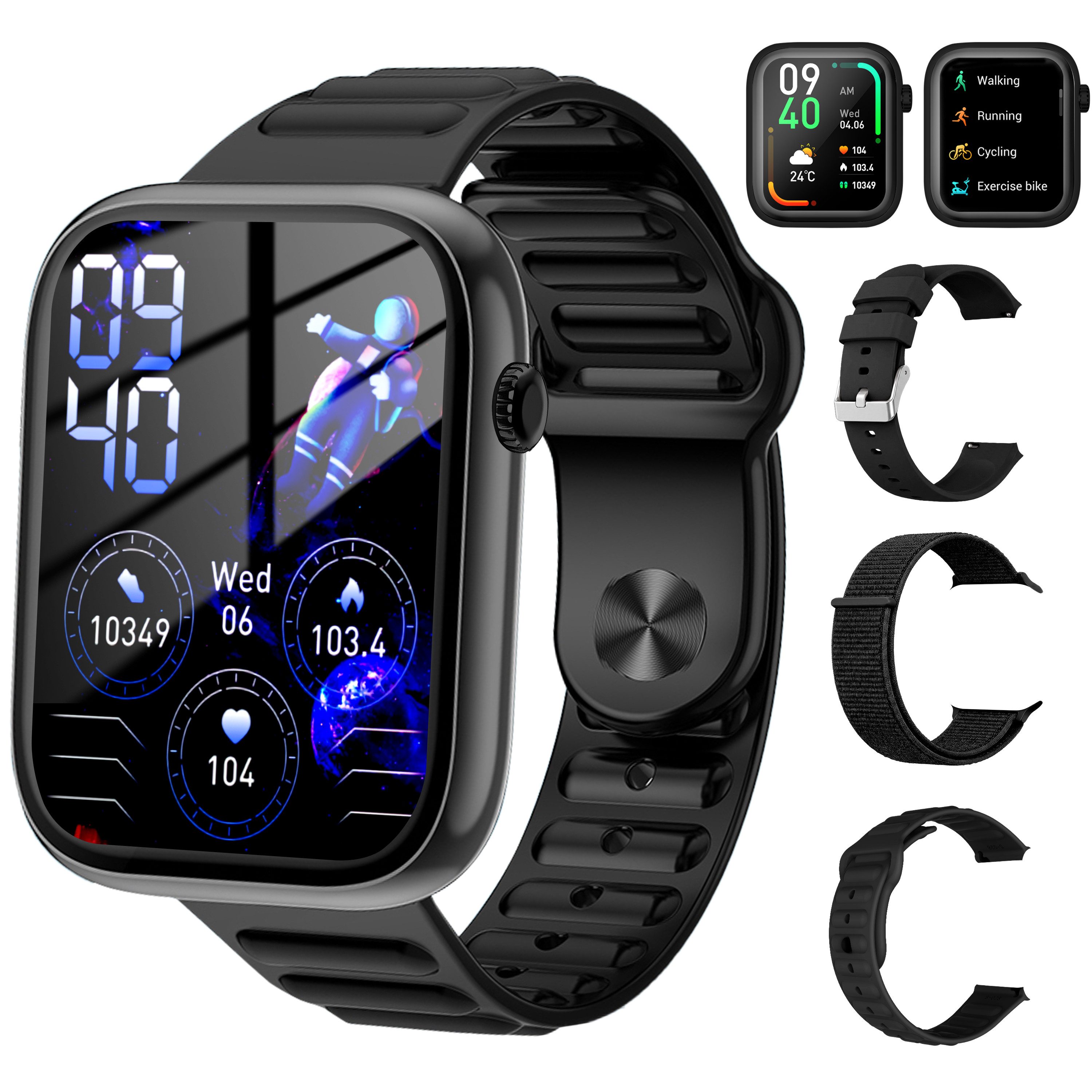 Vornix 2026 Smartwatch Herren Damen,Fitness Uhr mit Anruffunktion Smartwatch Smartwatch (mit 3 Armbändern, luetooth-Telefonfunktion & KI-Sprachassistent,1,85" HD Touchscreen Smartwatch, Herzfrequenz,SpO₂,Schlaf,100+ Sportmodi cm)