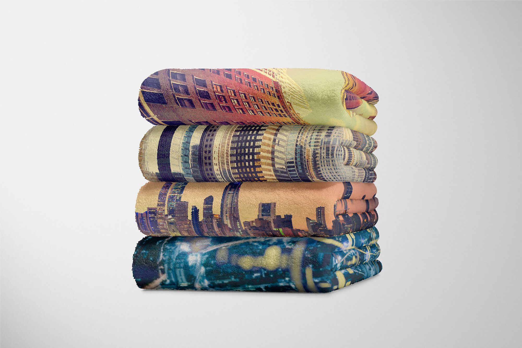 Sinus Art Handtücher Handtuch Strandhandtuch Baumwolle-Polyester-Mix mit Fotomotiv Skylin, Handtuch Kuwait (1-St), Kuscheldecke Saunatuch City