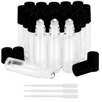 Belle Vous Flachmann Empty Glass Bottles with 3 Pipettes (24-Pack) - 10ml Set, Empty Glass Bottles with 3 Pipettes (24-Pack)