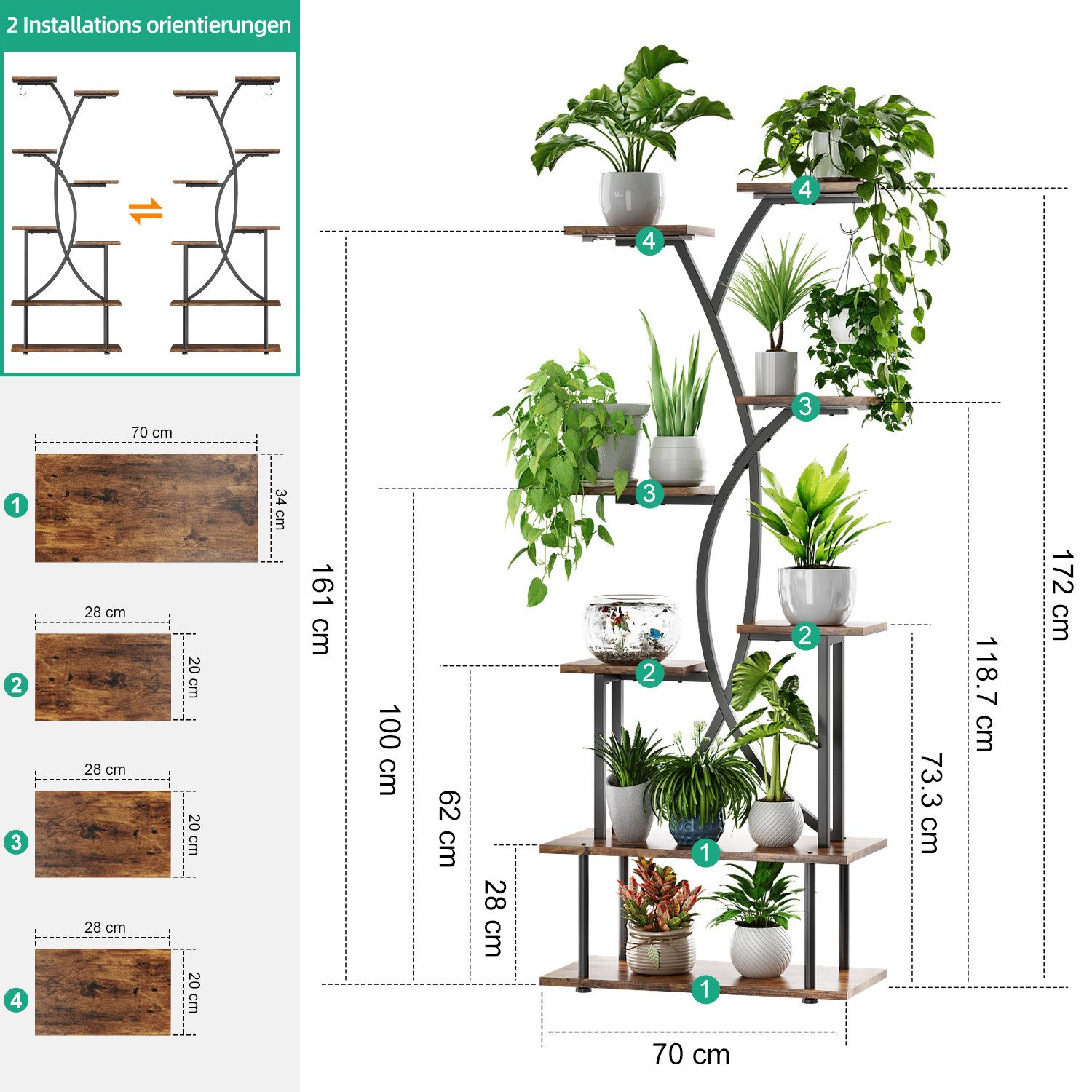 Biemlerfn Pflanzentreppe mit 8 Ebenen, 1-Haken, günstig online kaufen