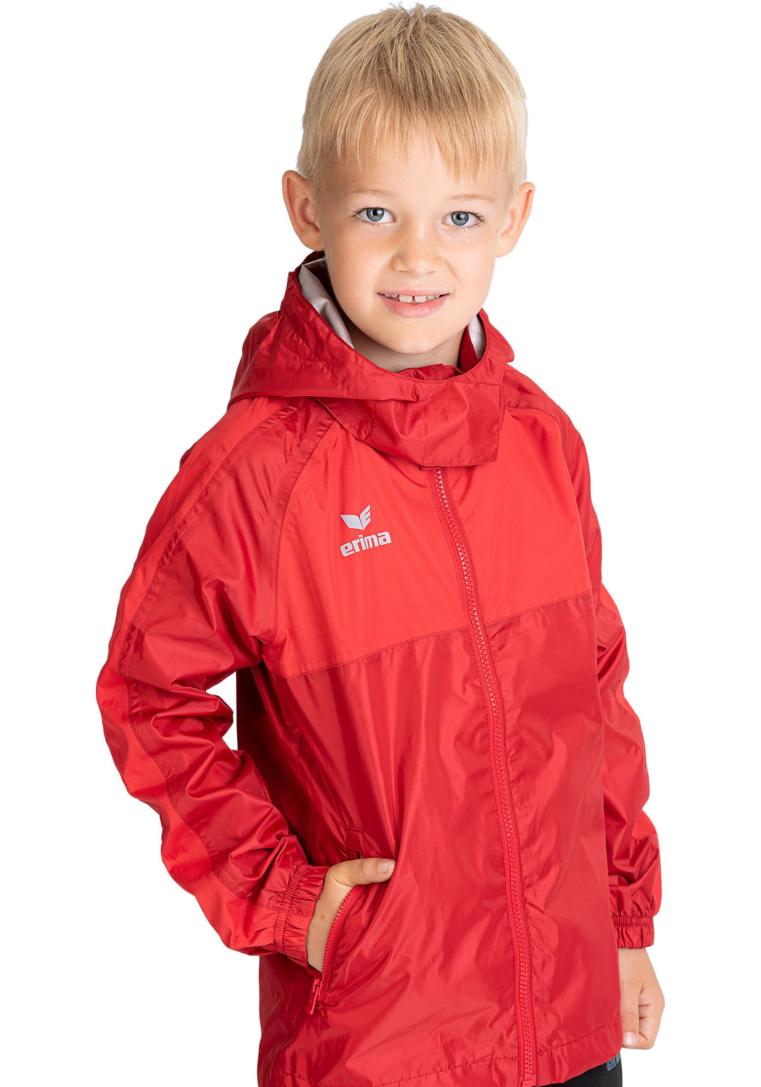 Erima Allwetterjacke Kinder TEAM Allwetterjacke - Hoher Stehkragen mit integrierter Kapuze